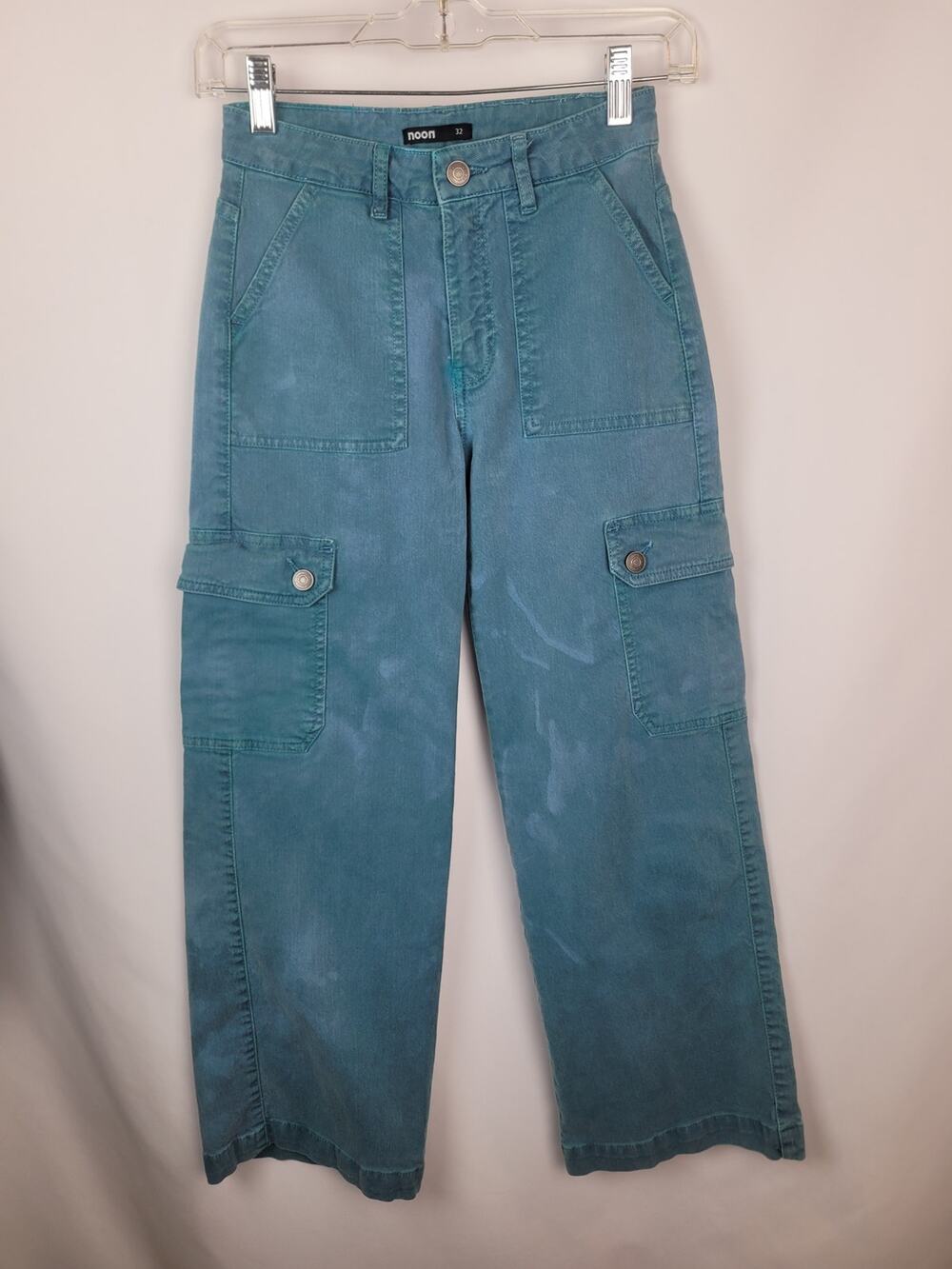 Noon Cargo Culotte Kids Jeans Teal Green Size 24x26.5 EU 32